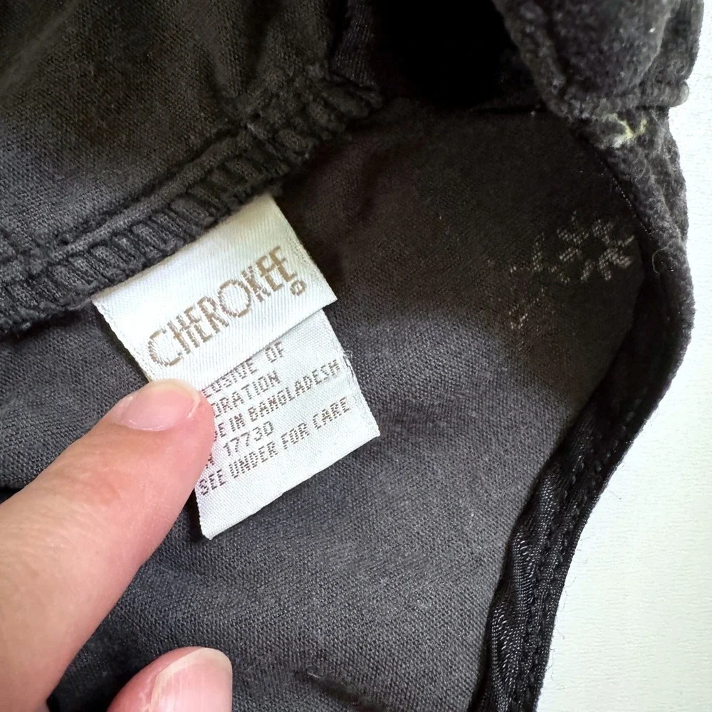 Vintage 90's Cherokee Overalls 5T Black Floral Velvet Embroidered Satin Trim